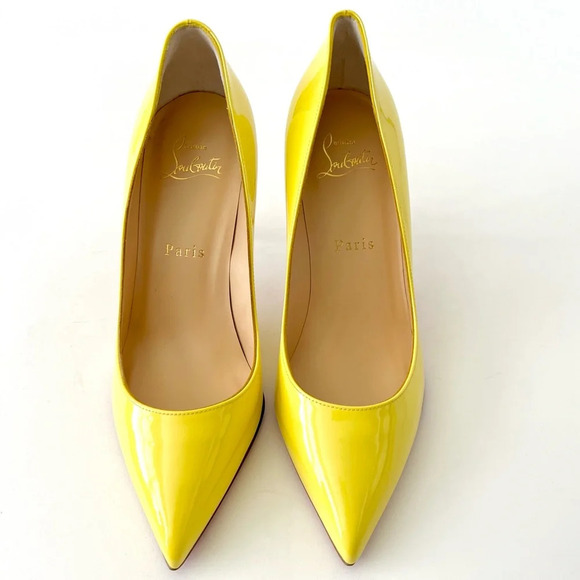 CHRISTIAN LOUBOUTIN | Pigalle Follies 85 Patent Leather Yellow Citronnade US 7 - Picture 4 of 15